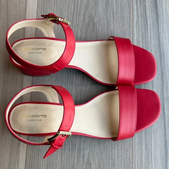 Liz Claiborne Women's Red Renny Ankle Strap Sandals Size 9.5 - Picture 2 of 8